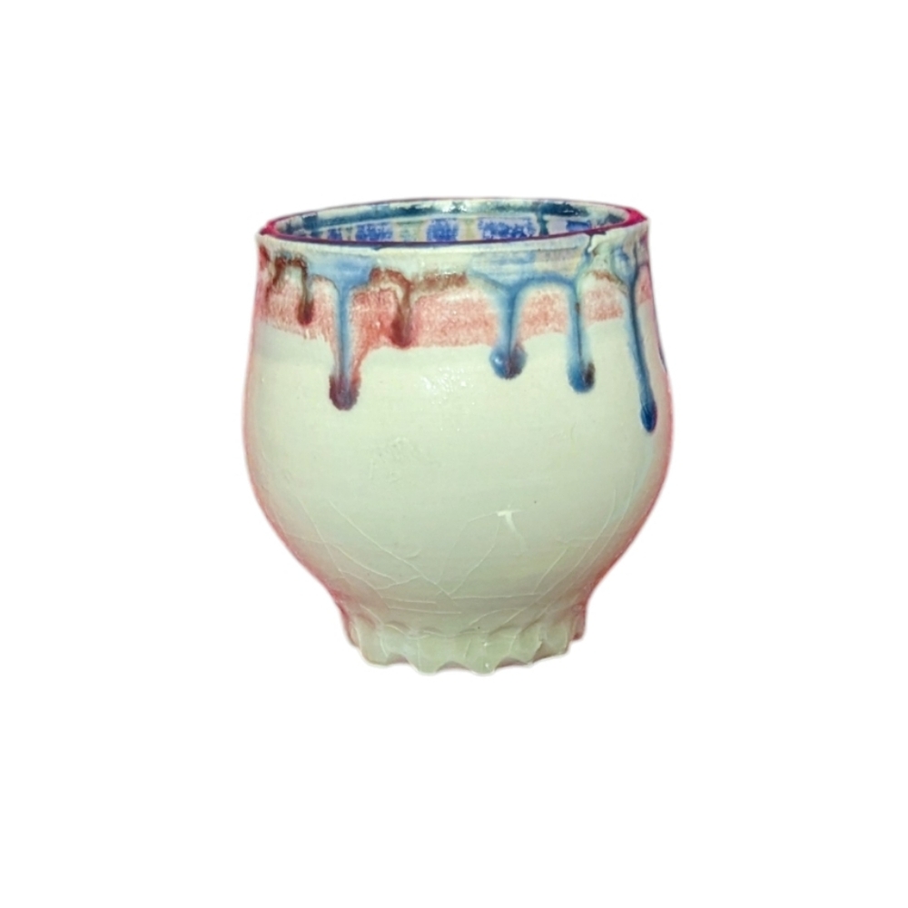 Vintage Studio Pottery Drip Glaze Handmade Cup Bowl Boho Artisan Signed